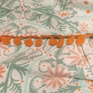 Opalhouse medallion pom-pom trim shower curtain coral, turquoise, green